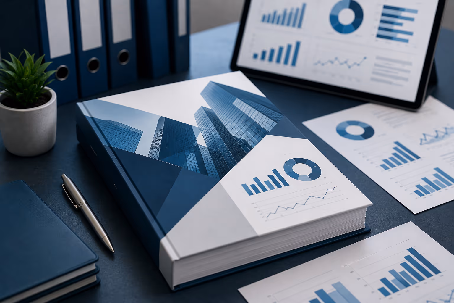 Guía de annual report que muestra panel de portal de presentación estatal, calendario de fechas de vencimiento, tabla de tarifas, rastreador de estado de cumplimiento y diagrama de pasos de presentación