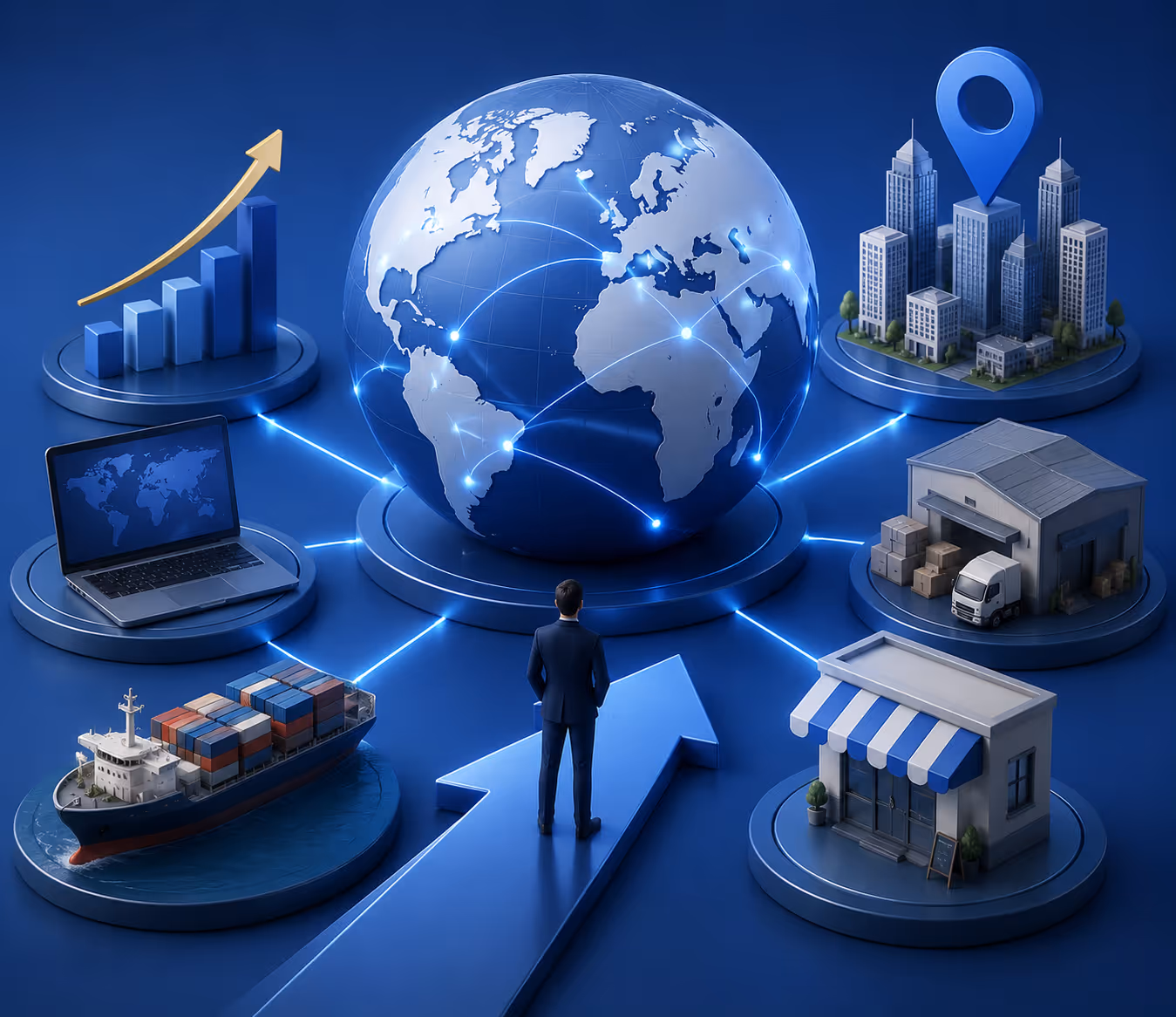 Estructura de negocio escalable con configuración multi-entidad, automatización, banca global e infraestructura de crecimiento